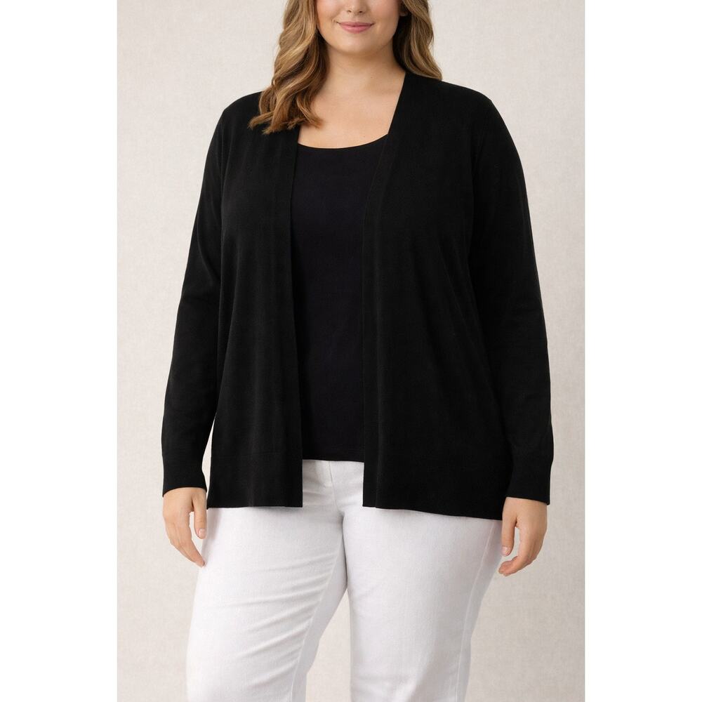 Loft Black Open Front Cardigan Womens Medium Long Sleeve